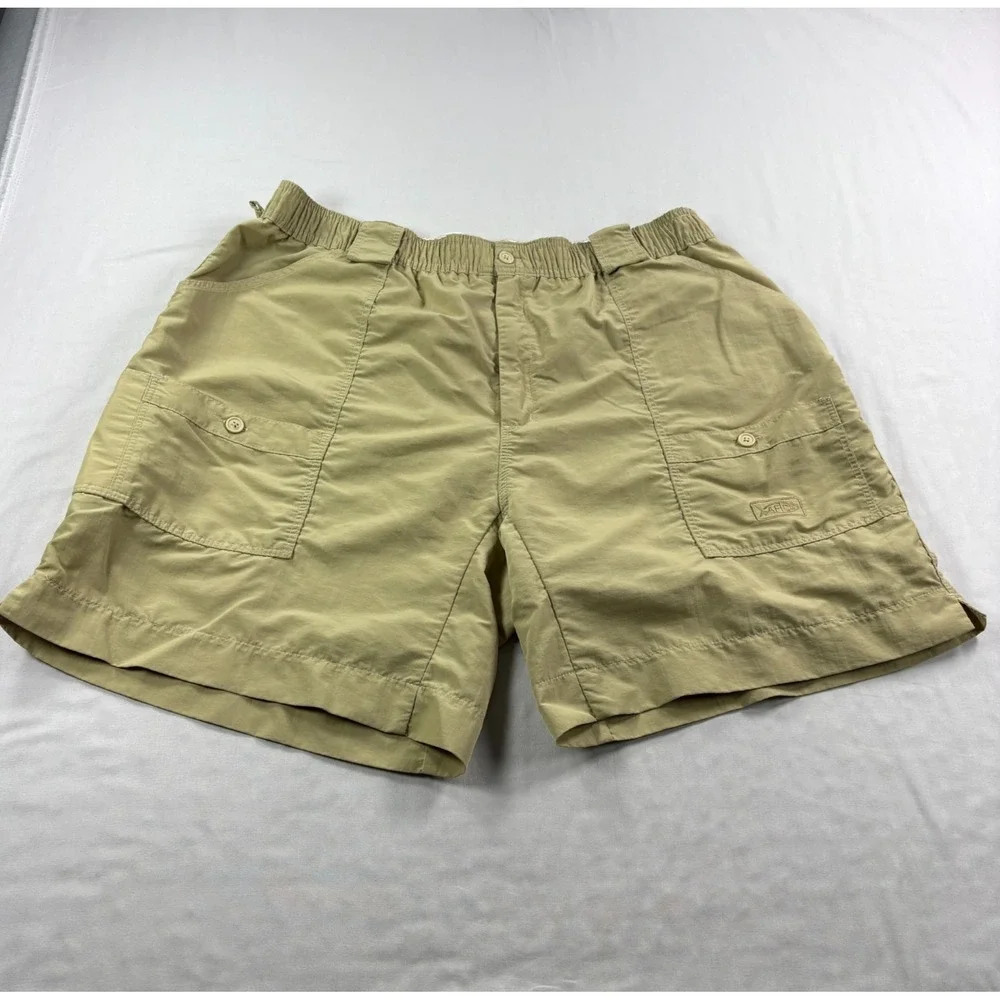 Aftco Shorts Mens 42 Beige Cargo Fishing Stretch Performance Nylon Preppy
